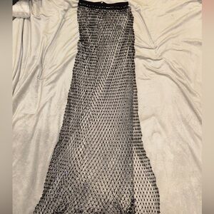 Elegant Black Mesh Long Skirt